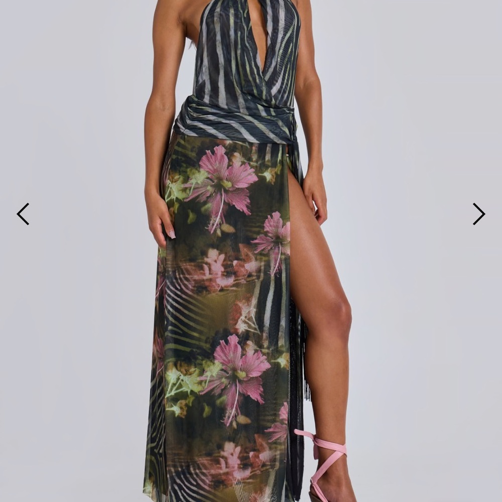 Floral Halter Maxi Dress with Slit